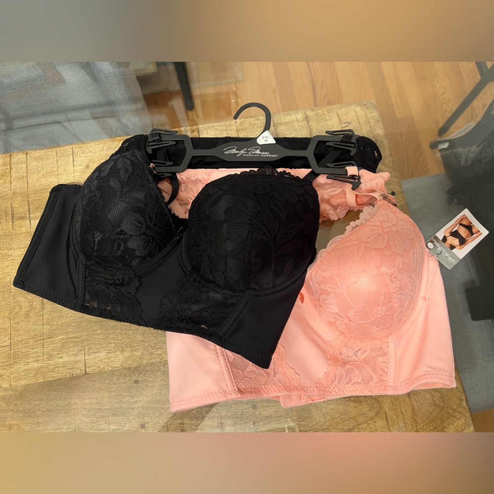 2 Marilyn Monroe Black and Pink Lace Bra panty Set